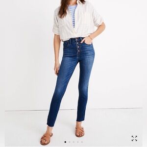 Madewell Women 10" High-Rise Skinny Crop Jeans: Button-Front Sz 28
